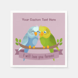 Schattigee Tortelduifjes aangepaste tekst papieren Servet