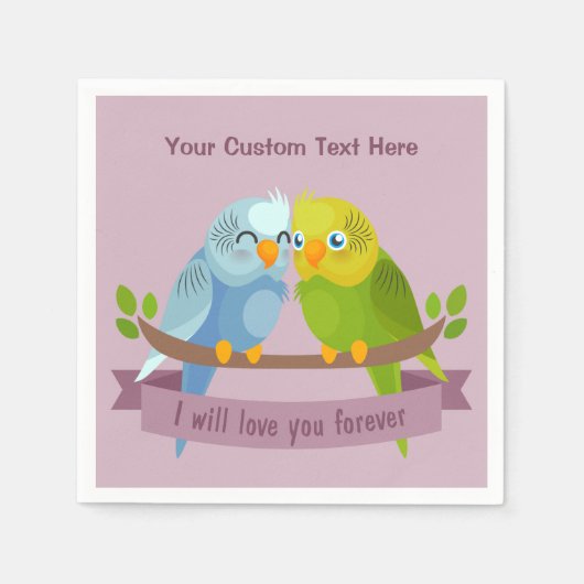 Schattigee Tortelduifjes aangepaste tekst papieren Servet (Voorkant)