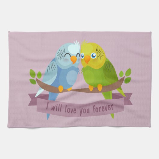 Schattigee Tortelduifjes keukenhanddoek (Horizontaal)
