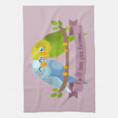 Schattigee Tortelduifjes keukenhanddoek (Verticaal)