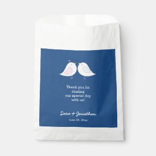 Schattigee Tortelduifjes op Navy Blue Wedding Dank Bedankzakje