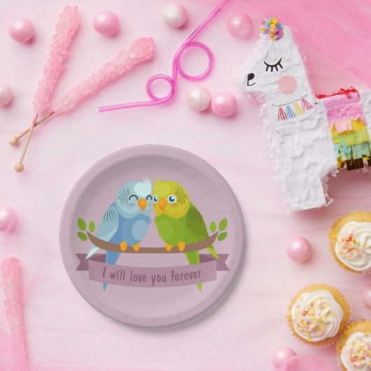 Schattigee Tortelduifjes papieren borden Papieren Bordje (Feest)