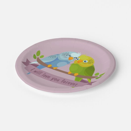 Schattigee Tortelduifjes papieren borden Papieren Bordje (Gekanteld)