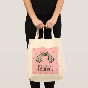 Schattigee Tortelduifjes Sticker Je geeft me kip Tote Bag