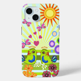 Schattigee Tortelduifjes vectorillustratie iPhone 15 Case