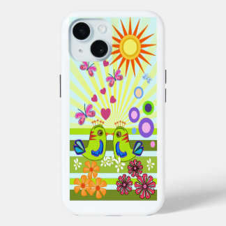 Schattigee Tortelduifjes vectorillustratie iPhone 15 Case