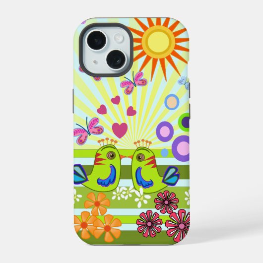 Schattigee Tortelduifjes vectorillustratie iPhone 15 Case (Achterkant)