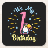 Schattigee Toucan 1e Verjaardag 1 Jaar Oud Geboort Kartonnen Onderzetters (Voorkant)