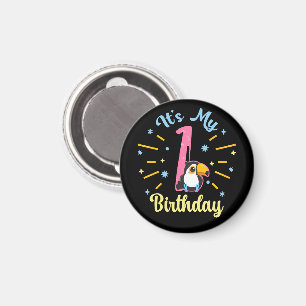Schattigee Toucan 1e Verjaardag 1 Jaar Oud Geboort Magneet