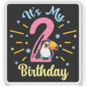 Schattigee Toucan 2e Verjaardag 2 Jaar Oud Geboort Sticker (Voorkant)