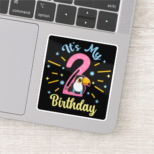 Schattigee Toucan 2e Verjaardag 2 Jaar Oud Geboort Sticker