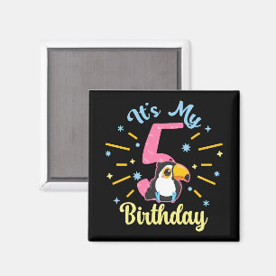 Schattigee Toucan 5e verjaardag 5 jaar oude geboor Magneet