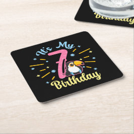 Schattigee Toucan 7e Verjaardag 7 Jaar Oud Geboort Kartonnen Onderzetters