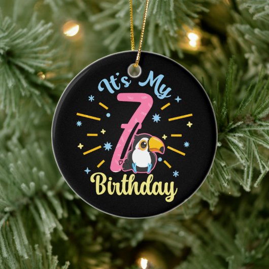 Schattigee Toucan 7e Verjaardag 7 Jaar Oud Geboort Keramisch Ornament (Boom)