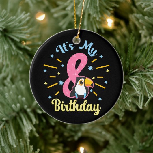 Schattigee Toucan 8e Verjaardag 8 Jaar Oud Geboort Keramisch Ornament (Boom)