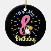 Schattigee Toucan 8e Verjaardag 8 Jaar Oud Geboort Keramisch Ornament (Voorkant)