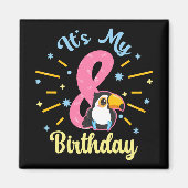 Schattigee Toucan 8e Verjaardag 8 Jaar Oud Geboort Magneet (Voorkant)