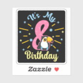 Schattigee Toucan 8e Verjaardag 8 Jaar Oud Geboort Sticker (Vel)