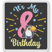 Schattigee Toucan 8e Verjaardag 8 Jaar Oud Geboort Sticker (Voorkant)