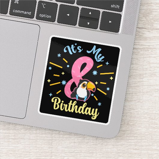 Schattigee Toucan 8e Verjaardag 8 Jaar Oud Geboort Sticker (Detail)