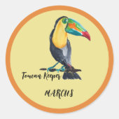Schattigee Toucan Keeper Waterverf Illustratie Ronde Sticker (Voorkant)