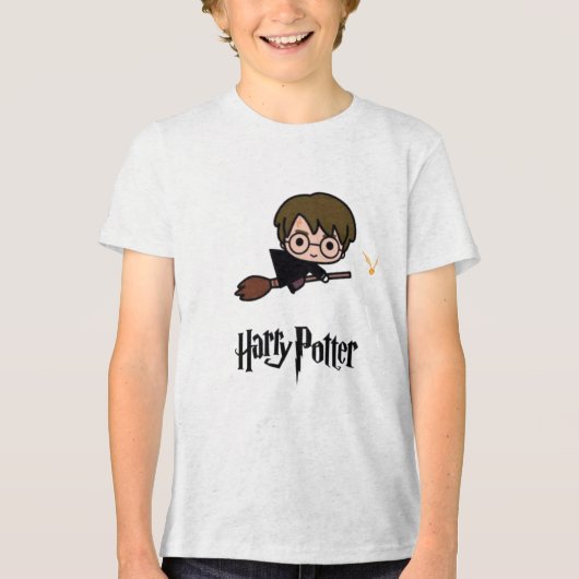 Schattigee tovenaar op bezem - Magisch avontuur T- Tri-Blend Shirt (Voorkant)