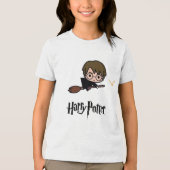 Schattigee tovenaar op bezem - Magisch avontuur T- Tri-Blend Shirt (Voorkant)