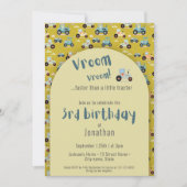 Schattigee Tractor boer 3e verjaardag geel Uitnodi Kaart (Voorkant)