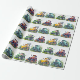 Schattigee Tractor Gift Wrap Cadeaupapier