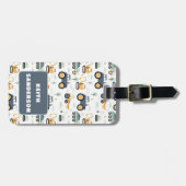 Schattigee tractoren Patroon Bagagelabel voor jong (Voorkant horizontaal)