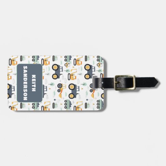 Schattigee tractoren Patroon Bagagelabel voor jong (Voorkant horizontaal)