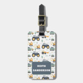 Schattigee tractoren Patroon Bagagelabel voor jong (Voorkant verticaal)