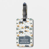 Schattigee tractoren Patroon Bagagelabel voor jong (Achterkant verticaal)