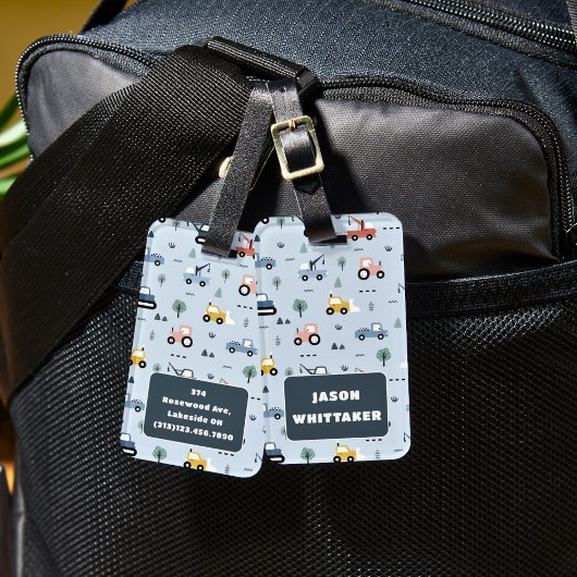 Schattigee tractoren Patroon Bagagelabel voor jong