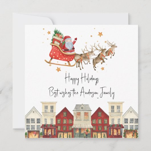 Schattigee Traditionele Familie Kerstmis Feestdagenkaart (Voorkant)