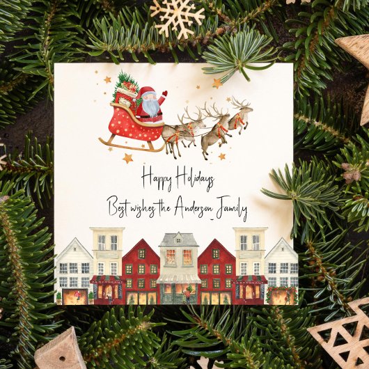 Schattigee Traditionele Familie Kerstmis Feestdagenkaart