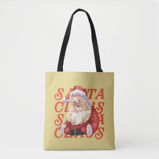 Schattigee traditionele kerstman rode mosterd kers tote bag (Voorkant)