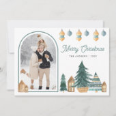 Schattigee traditionele Noordse boog foto kerst Feestdagenkaart (Voorkant)