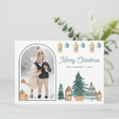 Schattigee traditionele Noordse boog foto kerst Feestdagenkaart (Staand voorkant)