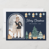Schattigee Traditionele Noordse Boog Foto Navy Ker Feestdagenkaart (Voorkant)