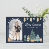 Schattigee Traditionele Noordse Boog Foto Navy Ker Feestdagenkaart (Staand voorkant)