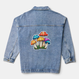 Schattigee Transparante Paddestoel Illustratie Denim Jacket