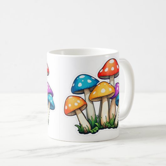 Schattigee Transparante Paddestoel Illustratie Koffiemok (Voorkant rechts)