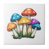 Schattigee Transparante Paddestoel Illustratie Tegeltje (Voorkant)