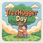 Schattigee Tree Hugger Day Onderzetter Set (Voorkant)