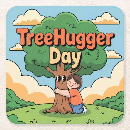Schattigee Tree Hugger Day Onderzetter Set (Voorkant)