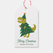 Schattigee Tree Rex Dinosaur Kerstboom Kinderen Cadeaulabel (Voorkant)