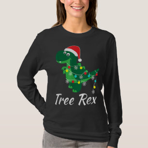 Schattigee Tree Rex Funny Dino Santa Hat PJ Christ T-shirt