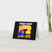 Schattigee Trein Kleurrijke 2e Verjaardag Choo Cho Kaart (Voorkant)