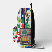 Schattigee treinen en bomen patroonblauw bedrukte rugzak (Rechts)